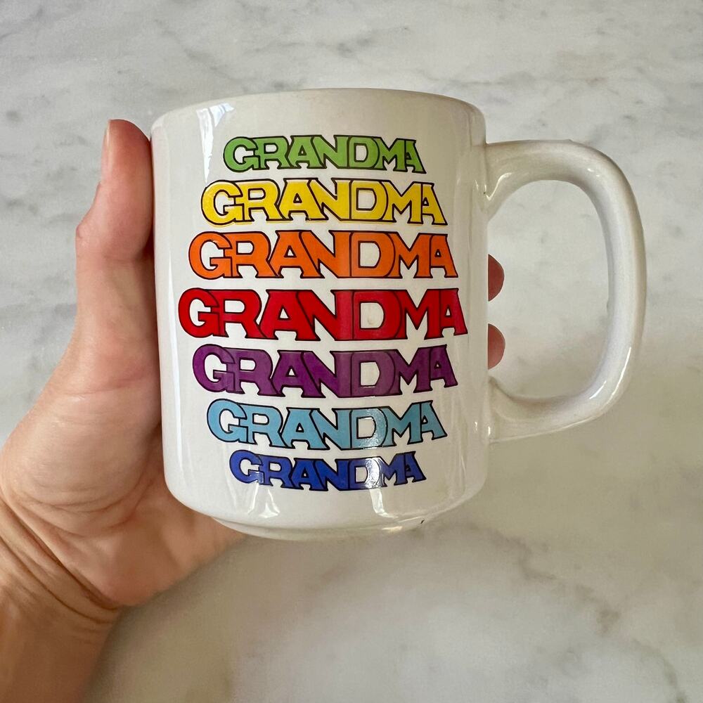 Vintage 80s Grandma Rainbow Typography Graphic Mug